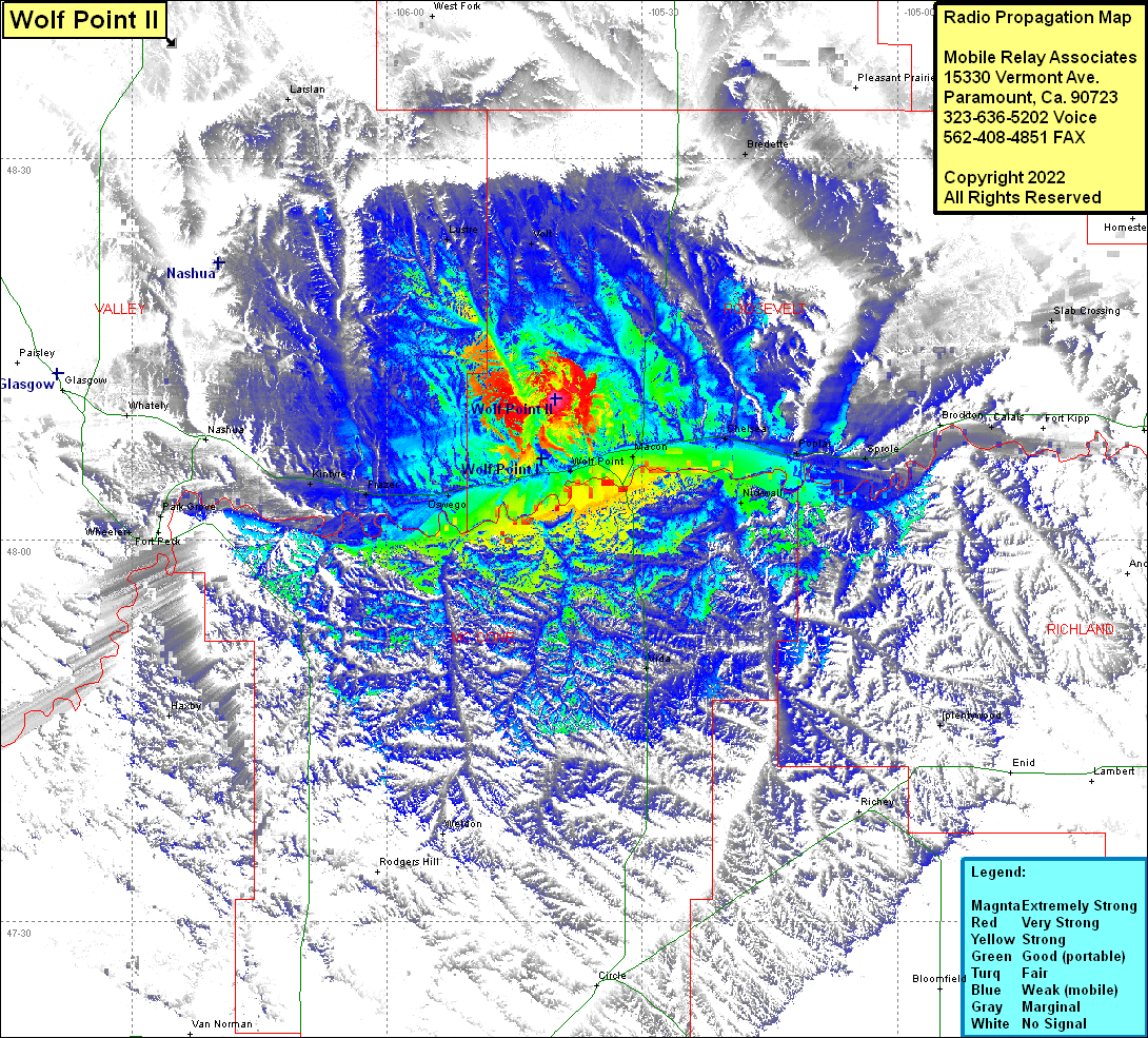 heat map radio coverage Wolf Point II
